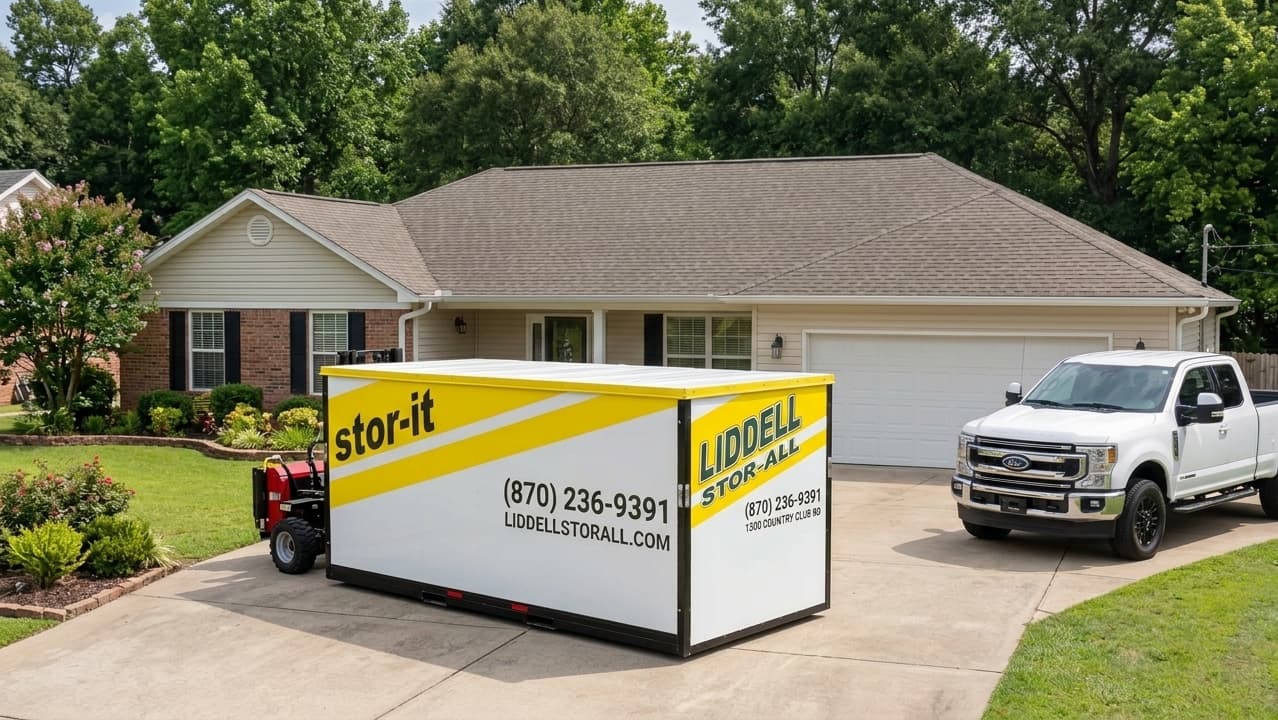 Liddell Stor-It portable storage container delivered to a residential driveway